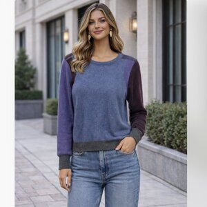 COLLABORATION Country Club Sweater Womens Small 100% Cashmere Colorblock Crewnec